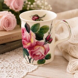 Roy Kirkham English Rose Fine Bone China Mug Pink Rose Floral Tea Coffee England